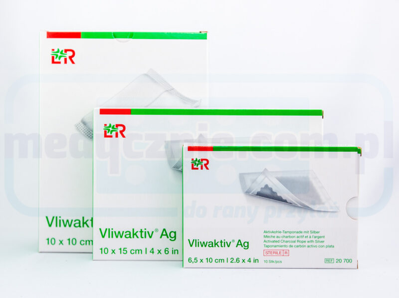 Vliwaktiv AG 10*20cm opatrunek z węglem aktywnym i srebrem 1szt