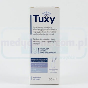 Tuxy 30ml płyn preparat do stosowania w przypadku kserostomii, czyli odczuwania suchości w jamie ustnej