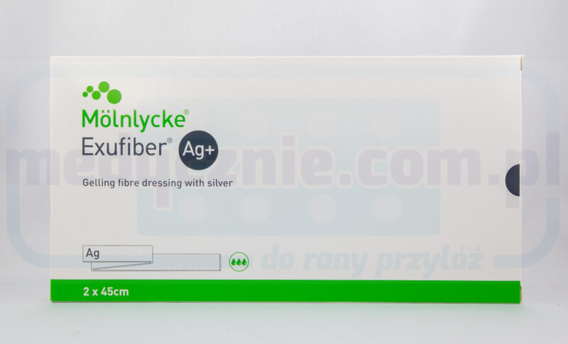 Żelujący opatrunek ze srebrem Exufiber Ag+ 2x45 cm - mojeopatrunki.pl